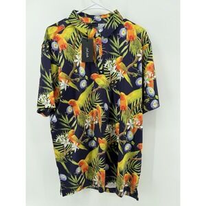 Bad Birdie Shirt Mens XL Tropicana Floral Tropical Print Stretch Golf Polo NEW